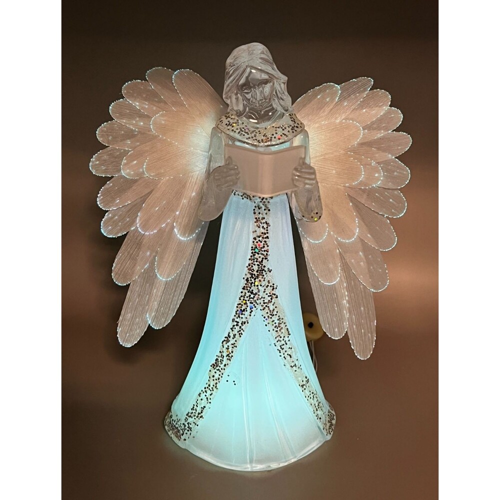 Vtg Fiber Optic Angel Figurine Color Changing Light Up Christmas Tabletop Decor